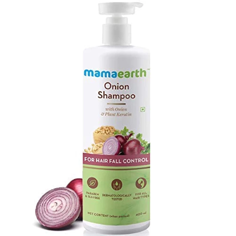 Mamaearth Onion Shampoo for Anti Hair Fall & Hair Growth with Onion Oil & Plant Keratin, 400 ml-1.webp